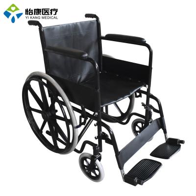 China Luxury Powder Coating CE ISO Approved Foldable Black Leather Wheelchair With Mag Wheel for sale