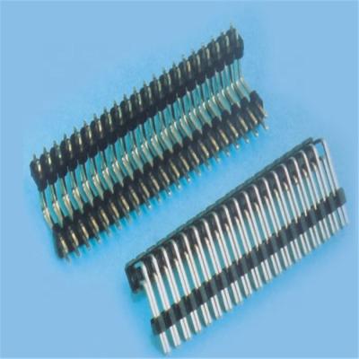 China Double Row PCB 2.54MM Pin Header Connector Board Spaces R/A for sale