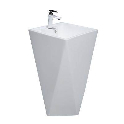 China The 555 Wholesale Modern Simple Classic Ceramic Bathroom Sink Vertical Single Sanitary Ware Set The Wash Basin for sale