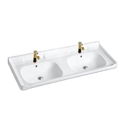 China Rectangular 120cm Famous Modern Bathroom Vanity Slim Counter Edge Brand Ceramic Basin Sink for sale