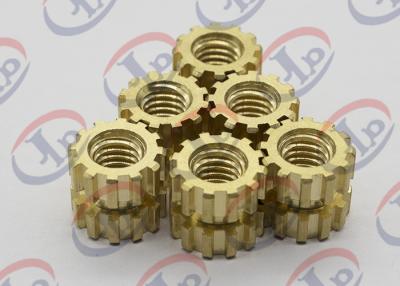 China CNC Machine Parts Brass Gear Shape Nuts For Plasctic Inserts , SGS ISO Listed for sale