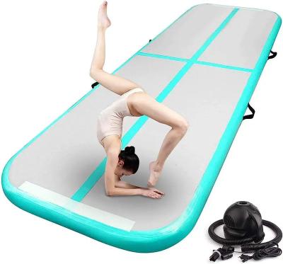 China Naiya Gymnastics Air Gym Mat Inflatable Yoga Track Mattress Inflatable Tumble Tracks Mint Green Air Training Mats For Gym Yoga for sale