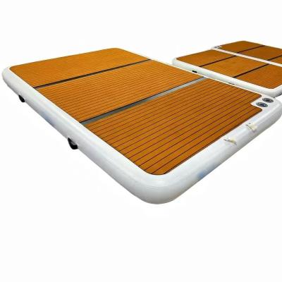 China Durable Drop Point Naiya Water Inflatable Jet Ski Dock Dwf Inflatable Air Floating Water Floats Deck With Teak Pad for sale