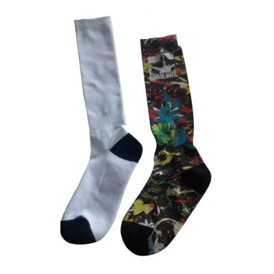 China Custom Breathable Polyester Knee High Dye Sublimation Blank Sock Printed Flower Sock for sale