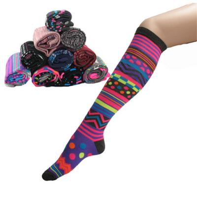 China Fashion Breathable Jacquard Knee High Teen Girl Colorful Socks Women Hign for sale