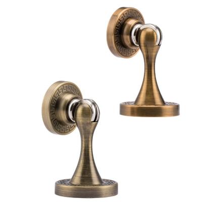 China EUROPEAN Retro Design Copper Brass Color Zinc Alloy Magnetic Guide Door Stopper Holder Hook For Home Bedroom Family for sale