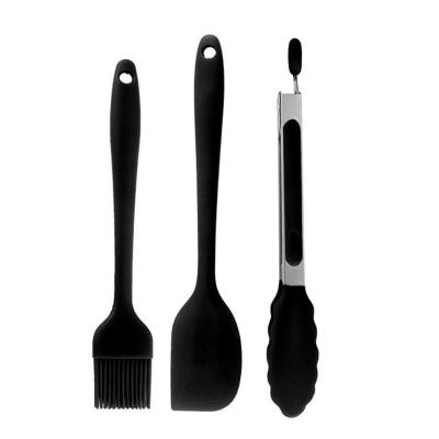 China Sustainable Kitchen Cookware Set Instrument Silicone Food Tongs Spatula Salad Clip and Beef Brush Set for sale