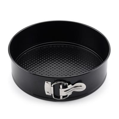 China Black Carbon Steel Bakeware Non-Stick Baking Bread Box Tray Round Shape Cake Pan 7 Inch Viable Custom Cake Pan Removable Bread Box for sale