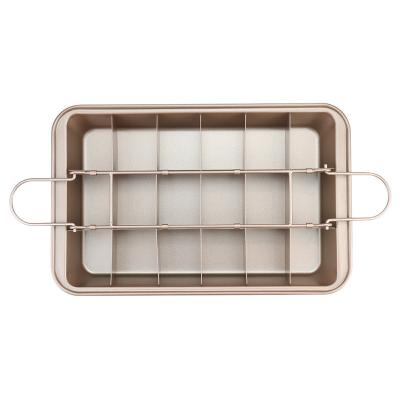 China Viable Custom Brownie Pan Cake Mold Tray Rectangle Cake Pan Carbon Champagne Gold Nonstick Baking Steel Pan Bakeware Pizza Bread for sale