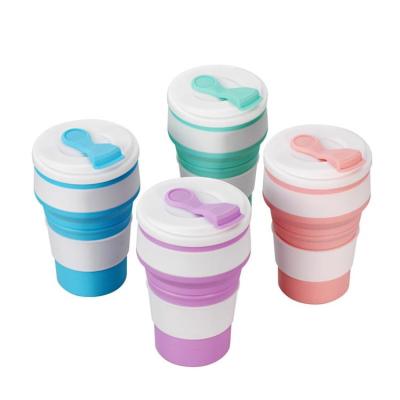 China Water Viable Collapsible Cup With Lid Outdoor Portable Silicone Collapsible Silicone Gargle Lid Casual Folding Travel Cup for sale