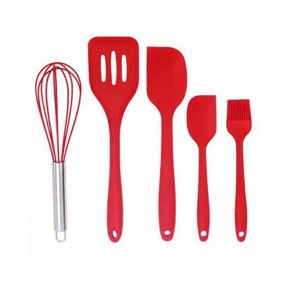 China Sustainable Silicone Kitchenware Set 5-Piece High Quality Silicone Cooking Kitchen Utensil Set for sale