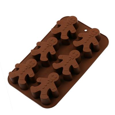 China Viable Factory Custom 6 Cavities Silicone Gingerbread Man Cake Mold Jelly Baking Molds for sale