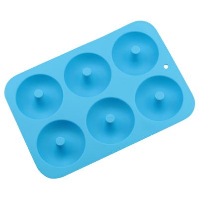 China Sustainable Food Grade Cake Making Molds 6 Cavities Silicone Cake Mold Baking Tool DYI Donut Mold for sale