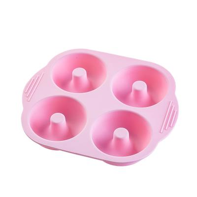 China Sustainable Food Grade Cake Making Molds 4 Cavities Silicone Cake Mold Baking DIY Tool Donut Mold for sale