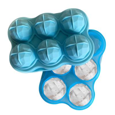 China Sustainable Home Made 6 Cavity Round Silicone Ice Cream Molds Ice Cube Ball Tray Making Mold Ice Ball Maker for sale