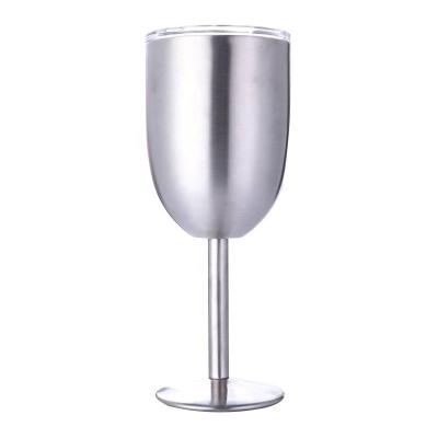 China Sustainable Long Stem 10oz Double Wall Stainless Steel Wine Glass for sale