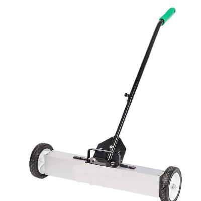 China Industrial 24Inch Magnet Rolling Magnetic Pick Up Sweeper 30LBS Capacity With Adjustable Quick Release Latch Long Handle For Nails Needles for sale