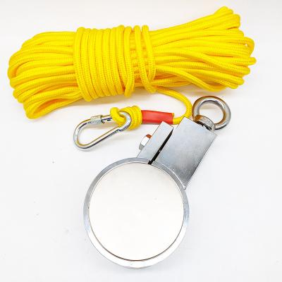 China Double Side Flange Industrial Magnet Fishing Strong Magnet 880KGx2 Pull Fishing Magnet Kit With D8x20mm Rope Heavy Duty For Retrieval for sale