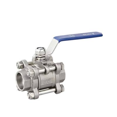 China Stainless Steel Socket 304 316 3pc Weld Industrial Size Ball Valve for sale