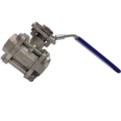 China Stainless Steel 1000WOG 3PC Thread Industrial Multifunction Ball Valve With Mounting Bracket for sale