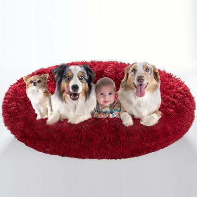 China Round Designer Donut Washable Eco Sofa Nest Cat Dogs Pet Friendly Soothing Friendly Luxury Beds Round Wholesale for sale