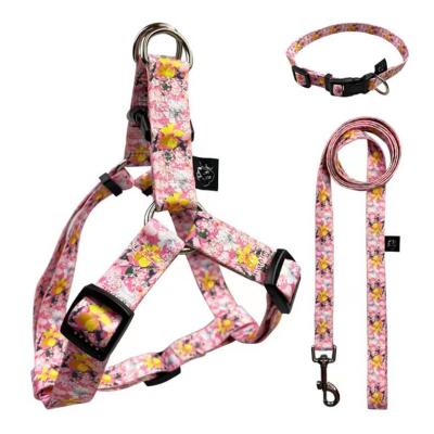 China Viable Training Collars Sublimation Printing Wholesale Vest Leashes And Cat Dog Pet Harnesses Set Custom Made With Logo for sale