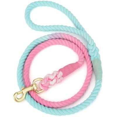 China Metal DETACHED Clips Round Gliding Pet Braided Cotton Rope Multicolor Cute Cute Training Lead Smart Leashes For Dogs for sale