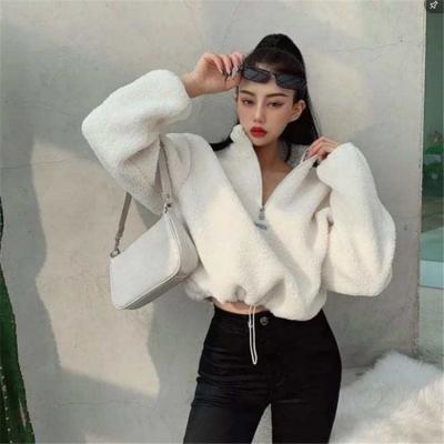 China Autumn Winter Lamb Wool Women's Breathable Sweater Half Zipper Loose Embroidery Hot Women's Chic Sweater for sale