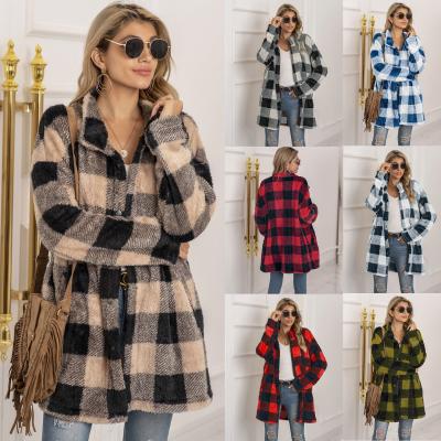 China NEW 2021 Casual Women Breathable Winter Design Fleece Long Keep Warm Coat Women Plaid Gear Coat for sale