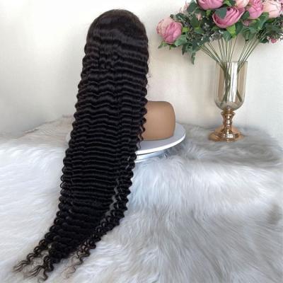 China Deep Wave 150% 180% Density 100 Human Hair Wigs Brazilian Hair Deep Wave 13x4 Lace Front Hair Wigs for sale