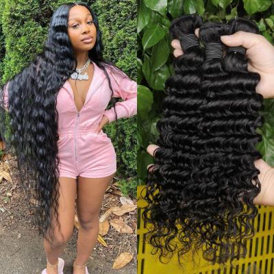 China 12A deep wave grade raw virgin cuticle lined deep wave double drawn virgin hair vendors temple raw indian hair for sale