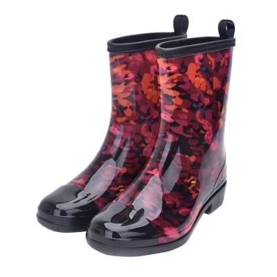 China Cushioning Transparent Printing Womens Ankle Silicone Shoe Waterproof Boots Botas for sale