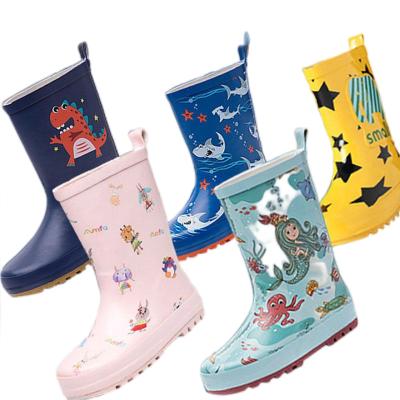 China Fashion Trend Cute Children's Rain Boots Boys Cartoon Girls Middle and Big Kids Natural Rubber Shoes Baby Rain Boots for sale