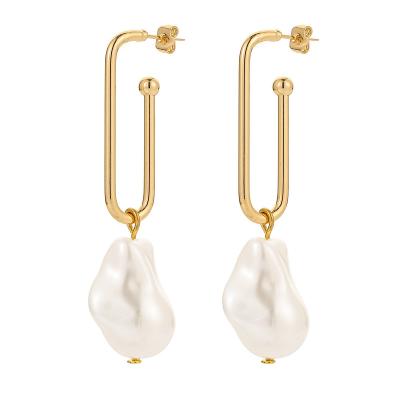 China TRENDY Hot Selling Geometric Gold Filled Circle Flower Pearl Women Long Earrings For Girls for sale