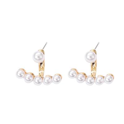 China Durable Fashionable Multi Functional Pearl Gold Beaded Designer Stud Earrings Jewelry For Girl for sale