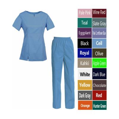 China Hospital OEM Short Sleeve Tops Jogger Pants Hospital Medical Nursing Scrub Uniforms Men Women Scrubs Set for sale