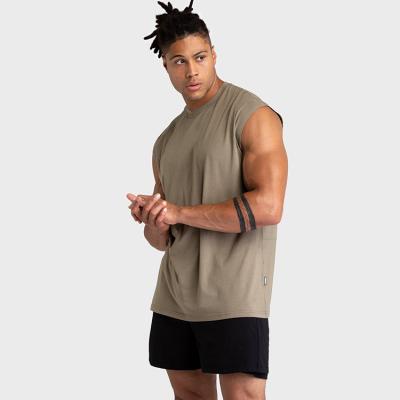 China Sports Sleeveless Bodybuilding Summer Empty Cotton Fitted Fitness Men Workout Sleeveless Training Tank Top for sale