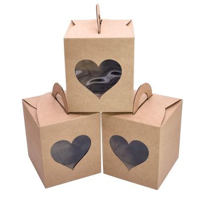 China Recyclable Custom Logo Printed Foldable Single Slice Recyclable Mini Safe Pop Kraft Paper Small Packaging Cake Box Eco Friendly Throwaway for sale