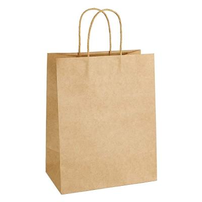 China Recycled Materials Gift Candy Potato Bakery Cake Packaging Customized Recycled Brown Charcole Plain Kraft Paper Bags With Handles Bulk for sale