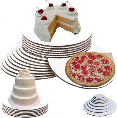 China Factory Wholesale Recyclable White Sheet Birthday Cake Stand Circle Custom Decorating Compressed Cardboard Laminated With Scallope Edge for sale