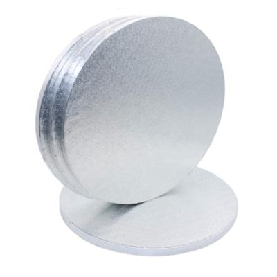 China Factory Recyclable Two Layer Disposable Durable 6inch 8inch 10inch 12inch Silver Aluminum Corrugated Cake Base Pad Board Hard Circle Drum for sale