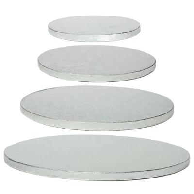 China Materials Factory Wholesale Recycled Top Square Disposable MDF 8inch Durable Silver Aluminum Corrugated Cake Base Pad Board Hard Circle Drum for sale