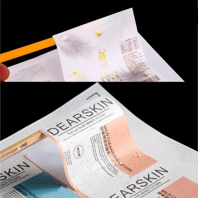 China Custom Printing Waterproof Roll Cosmetic Label Bottle Vinyl Wrapping Label Cosmetics Stickers With Logo for sale