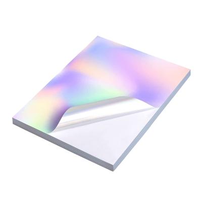 China Recyclable Custom Vinyl Plastic Coated 20 Sheets Inkjet Printable Holographic Waterproof Photo Stickers Paper Size A4 (8.25