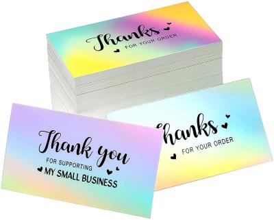 China Logo Design Holographic Rainbow Custom Vinyl Recyclable Thank You Insert Sticker Label Paper Quick Dry For Inkjet / Laser Printer for sale