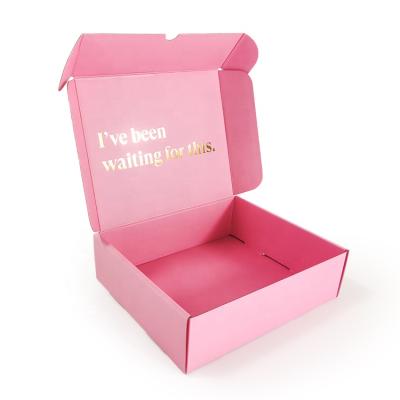 China Recyclable Wholesale Custom Logo Corrugated Cardboard Pink Shimmery Logo lingerie marble and gold ad box for e-commerce shipping 6x6x2 for sale