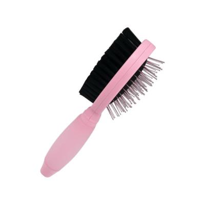 China Durable Double Pin Brush Pet Grooming Tool Double Sided Clean Dog Grooming Comb Viable Pet Brush for sale