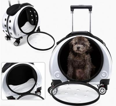 China Transparent Cat Carrier Bag Pet Supplies Outdoor Dog Airline Approved Dog Cat Backpack Wheels Pet Carrier Mesh Breathable Travel Roll Trolley With Wheels for sale