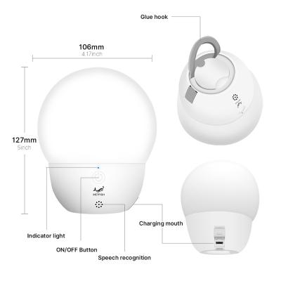 China Modern New Arrival Offline Voice Control No Wifi No Side Night-glow Camping Bed App Rechargeable USB Port Rechargeable Night Light for sale