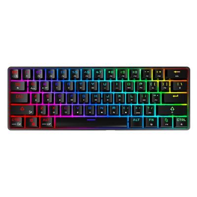 China Plug & Play Supply Cherry Outemu Gateron Factory 61 Keys Led Backlit Wireless Mechanical Gaming Keyboard for sale